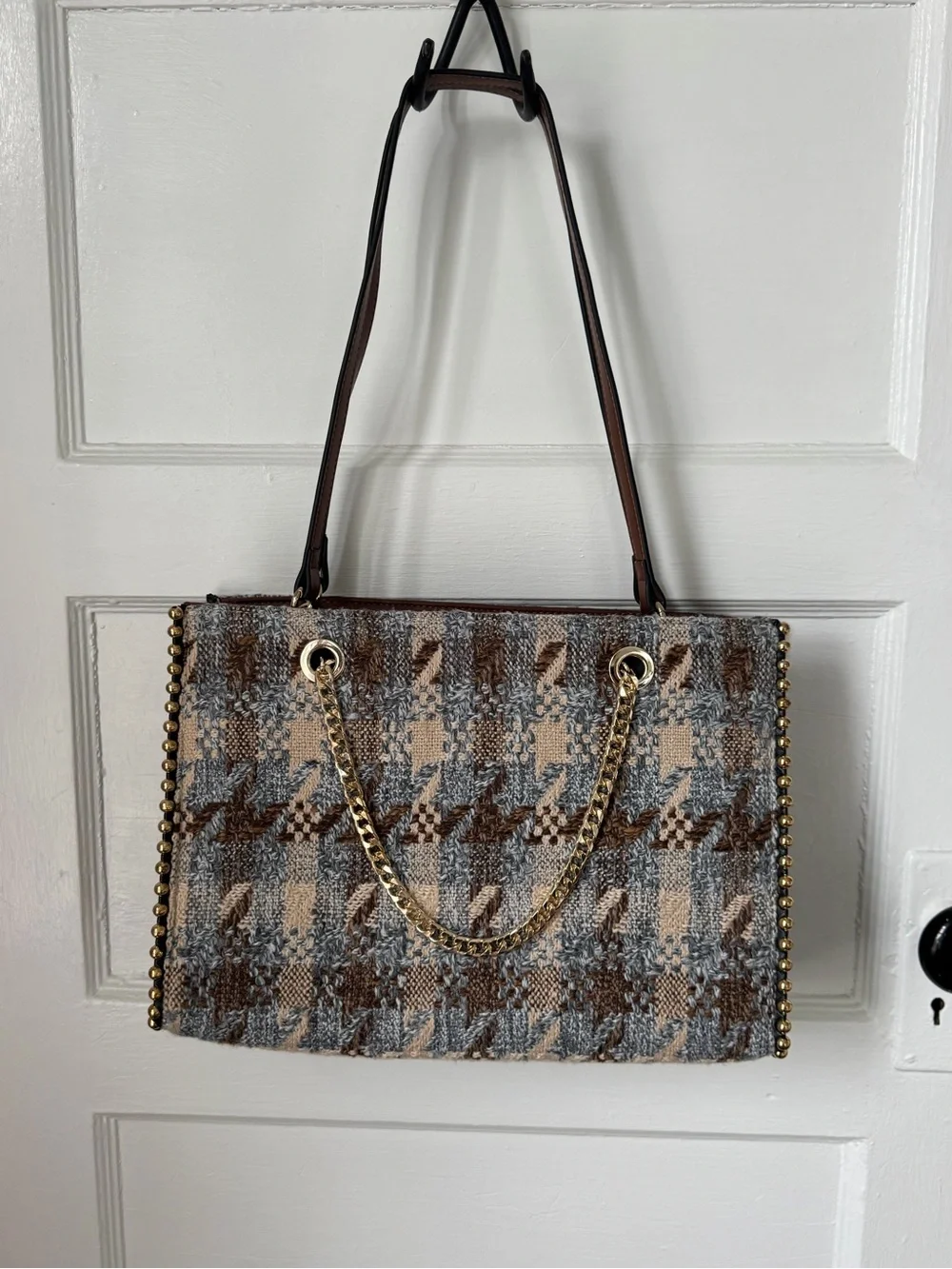Sondra Roberts Squared Tweed Houndstooth Tote
